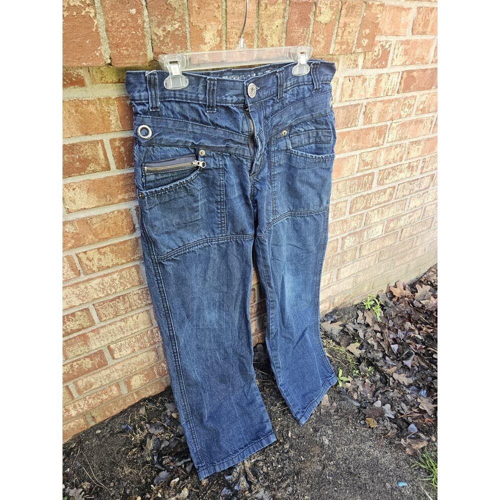 Request Cyber Jeans Mens 36x32 Dark Wash Multi-Waist Layer Front Y2k Steeetwear